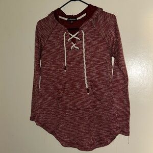 Oversized Red Lace-Up Hoodie